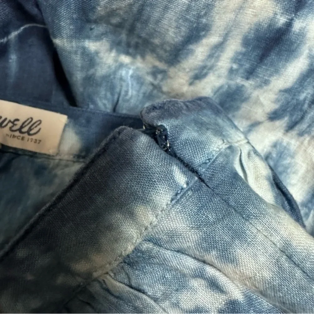 Madewell linen 6 Indigo Shibori‎ blue Tie Dye Skirt Lined
